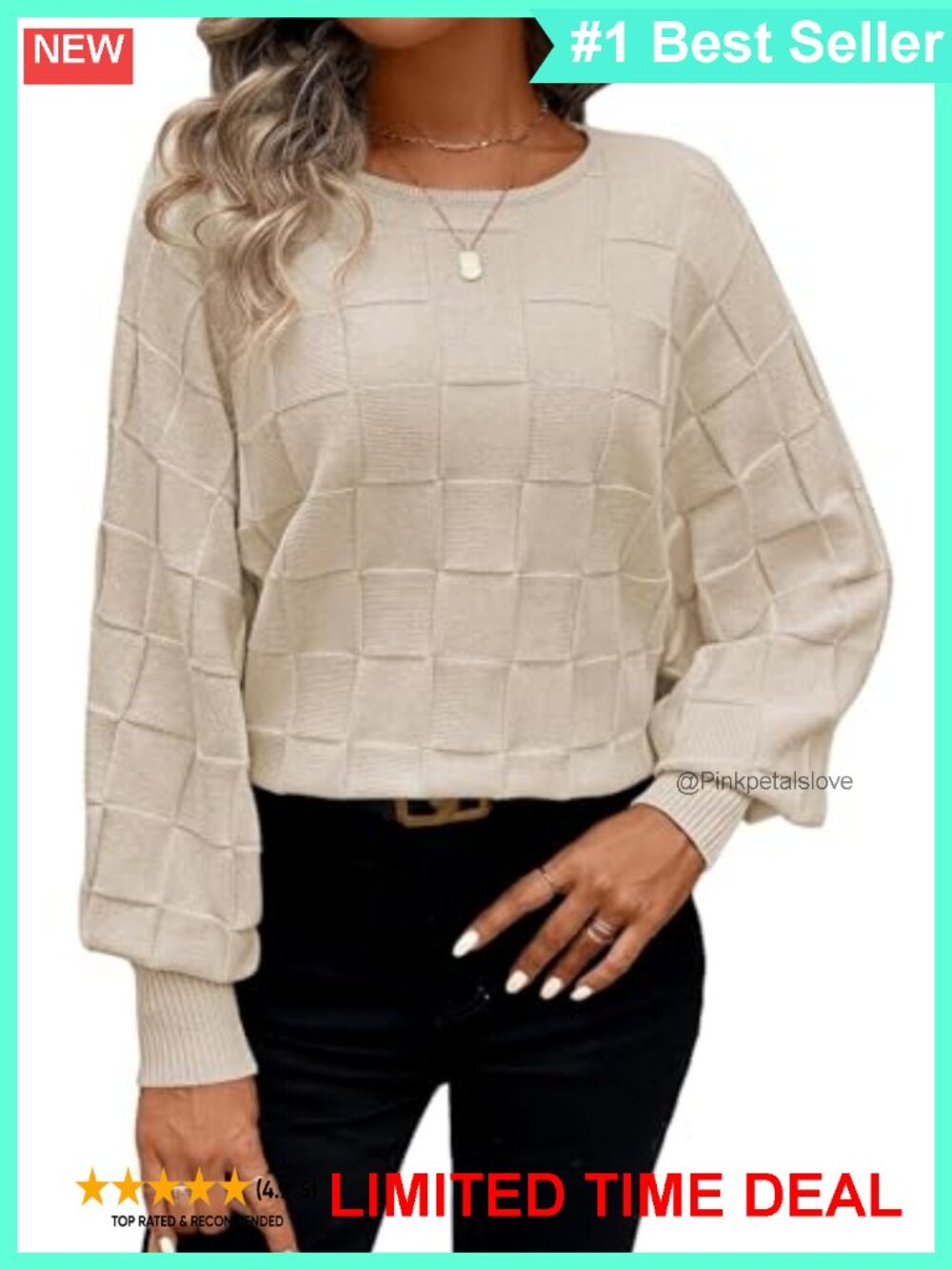 Pink Queen Batwing Sleeve Oversized Knit Pullover Sweater